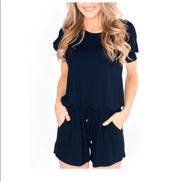 None Pants - Women’s Navy Blue Romper Lg